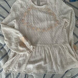 Cute boho Cream Blouse with Floral Embroidery